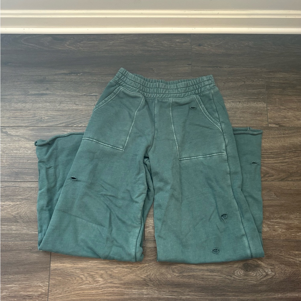 Distressed wide leg sweatpants